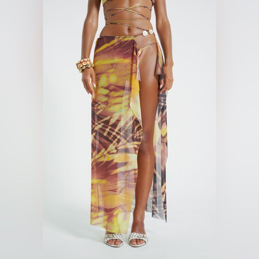 Jaded Swim Aphrodite Wrap Around Mesh Maxi Skirt